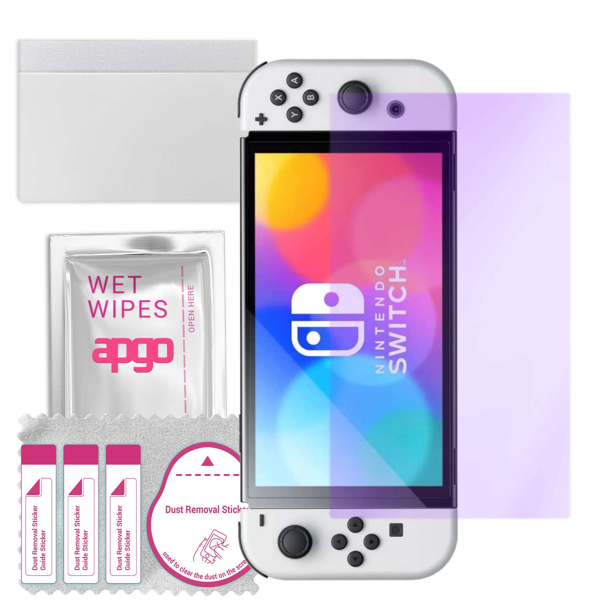 apgo Anti-Blue 9H Hybrid Protective Glass Compatible with Nintendo Switch Oled, Flexible Nano Glass, Great Replacement for Tempered Glass, Scratch-res