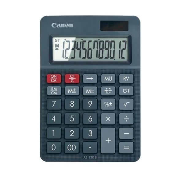 Desktop Calculator - CANON - AS-120 II HB - LCD - Black - Battery
