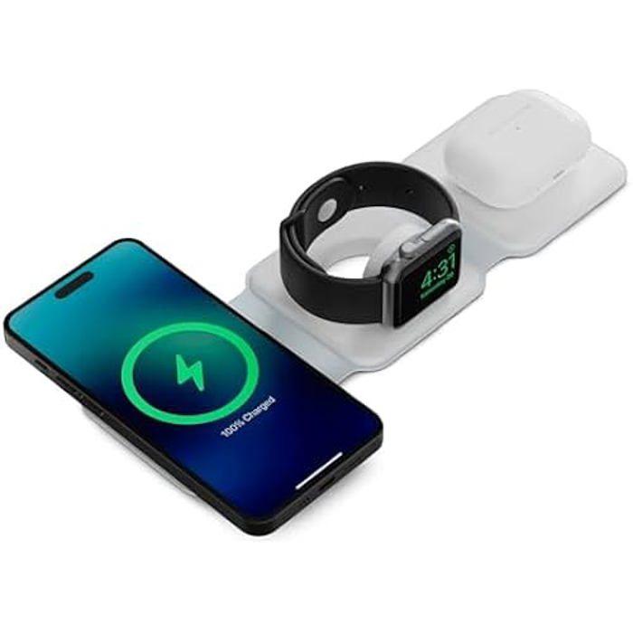 3 In 1 Wireless Charger - KSIX - Foldable - Fast Charging - Qi Compatible - White