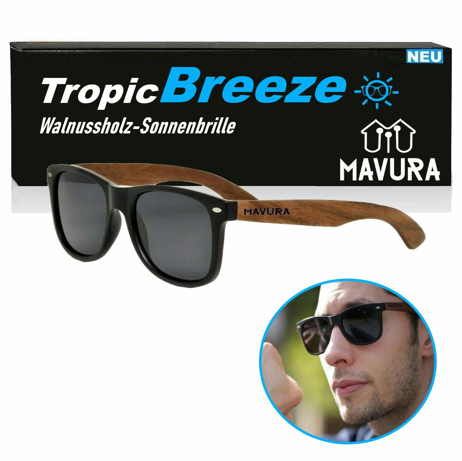 TropicBreeze Walnut Wood Sunglasses Men Women Wooden Polarized Pilot UV400