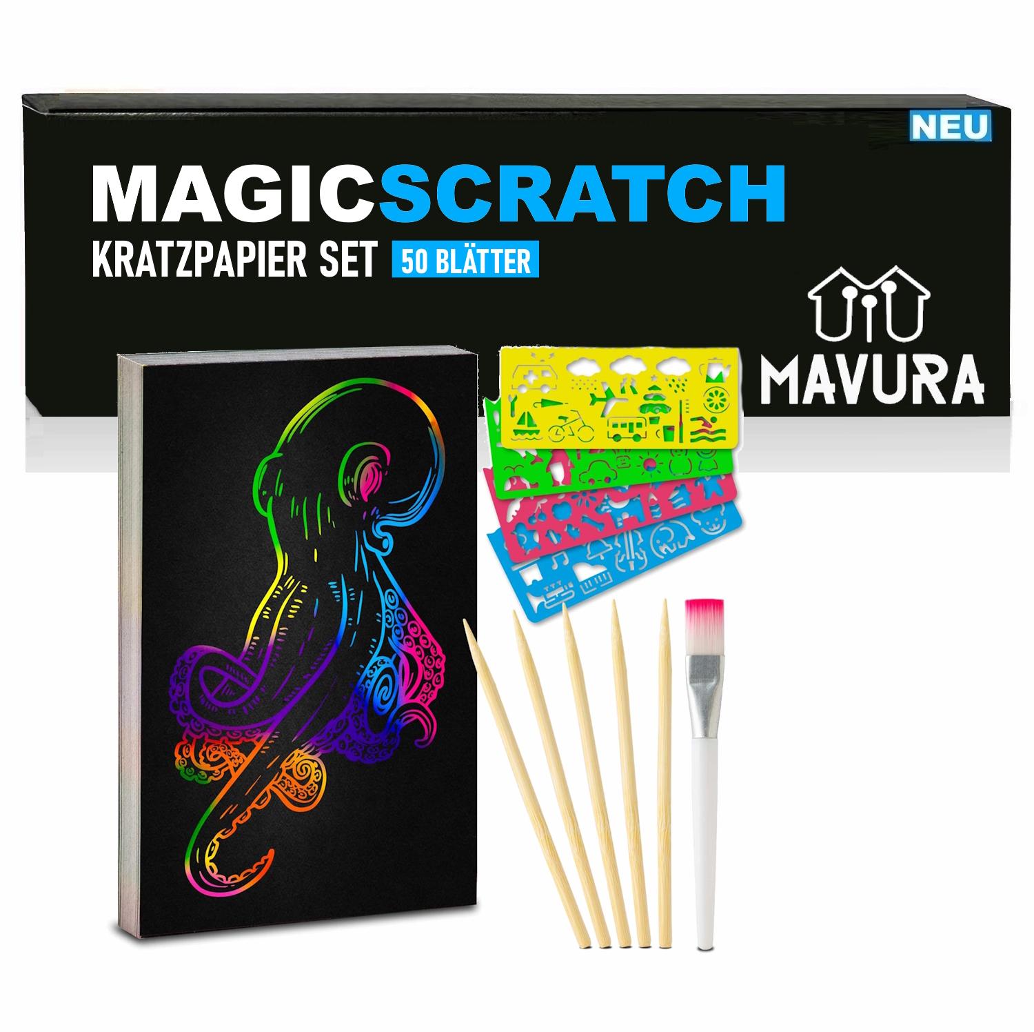MAGICSCRATCH Creative Craft Set 50x Scratch Paper for Drawing & Crafting