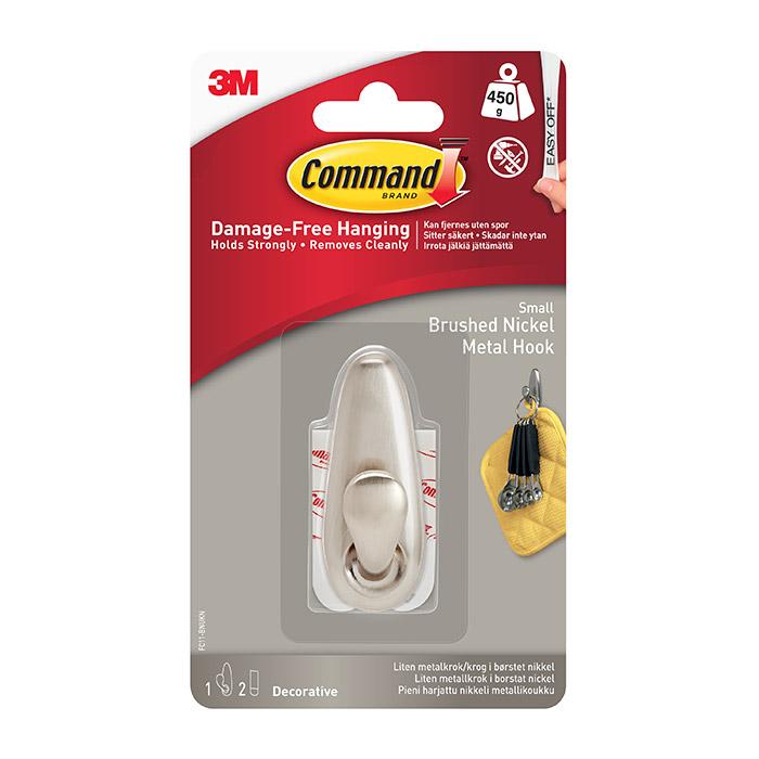 Command FC11-BN Small Metal Hook Brushed Nickel 450g
