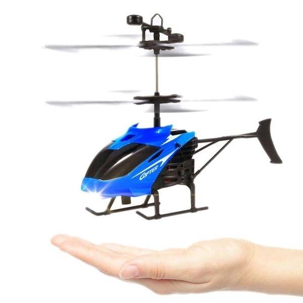 Helicopter Flying Induction Control with Hand Blue