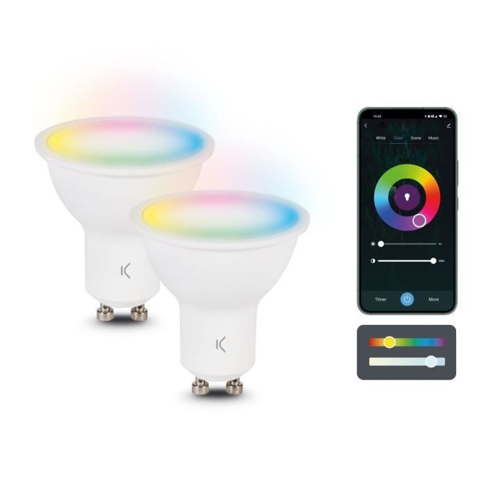 Smart Bulb - KSIX - GU10 - Pack of 2 - RGB + CCT - 9W - Compatible Alexa