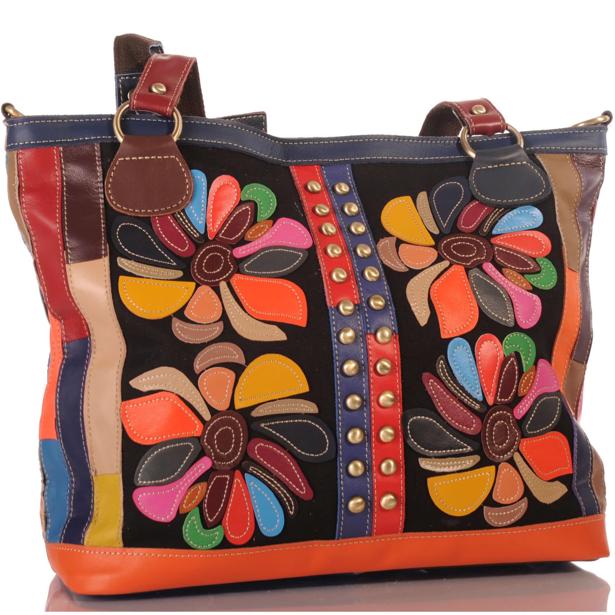 Elegant Leather Patchwork Handbag 2-in-1