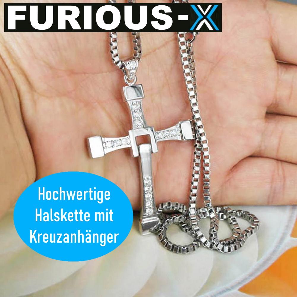 FURIOUS-X Fast Furious Vin Diesel Dominic Toretto Cross Necklace STAINLESS STEEL