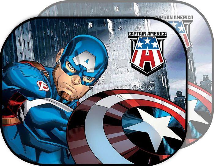 Side Sun Shades - Tataway - Captain America - 44x35 Cm - UV Protection - Suction Cup