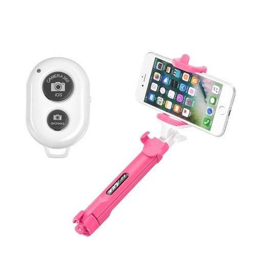 Pink Bluetooth Tripod Selfie Stick for Smartphone