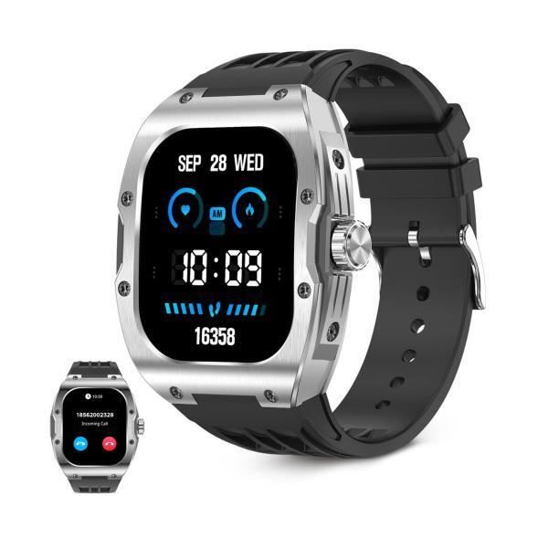 Smartwatch with Square Dial KSIX Hero In Black and Aluminum Alloy, with 1.96" AMOLED Touch Screen, Connectivity