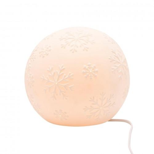 White Porcelain Ball Lamp with Snowflake Design