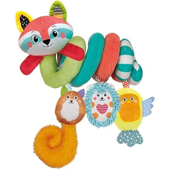 Clementoni- Baby for You – Soft Happy Animals Baby Age – First Activity Toy – Spiral Stroller Plush, Machine Washable,