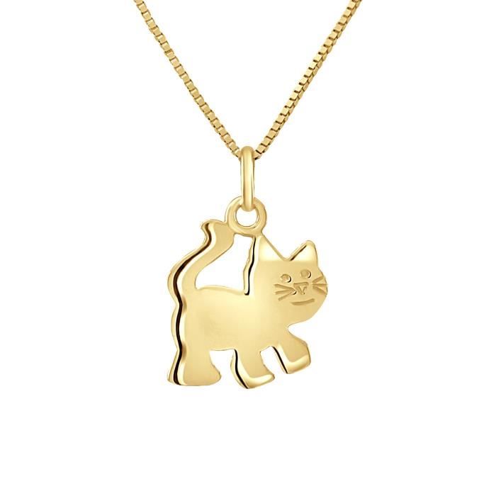 Children's Pendant - LÉA &; ARTHUR - CAT Motif - Yellow Gold - 375 Thousandths - Quality Jewelry