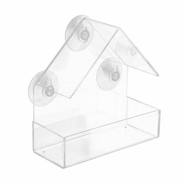 Transparent Bird Feeder Home Window Grain Dispenser