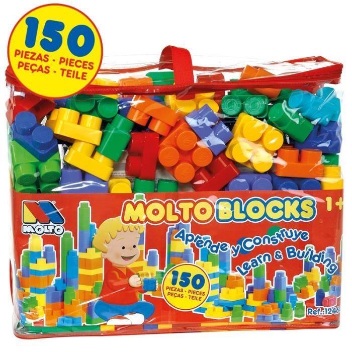 Construction Game - MOLTO - Blocks Bag 150 Pcs. - Plastic - Various Colors - From 3 Years Old