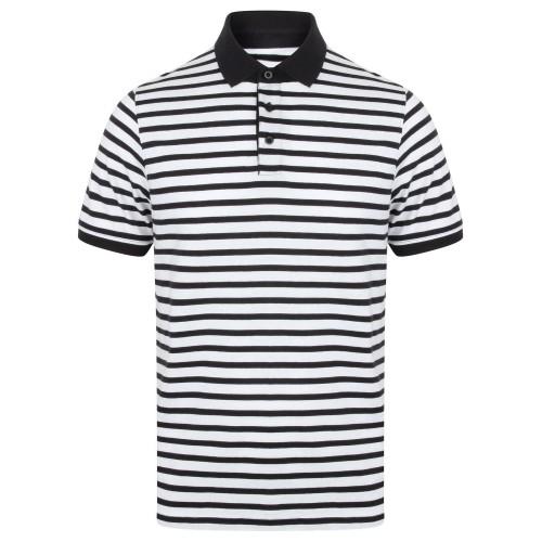 Front Row Mens Striped Jersey Polo Shirt