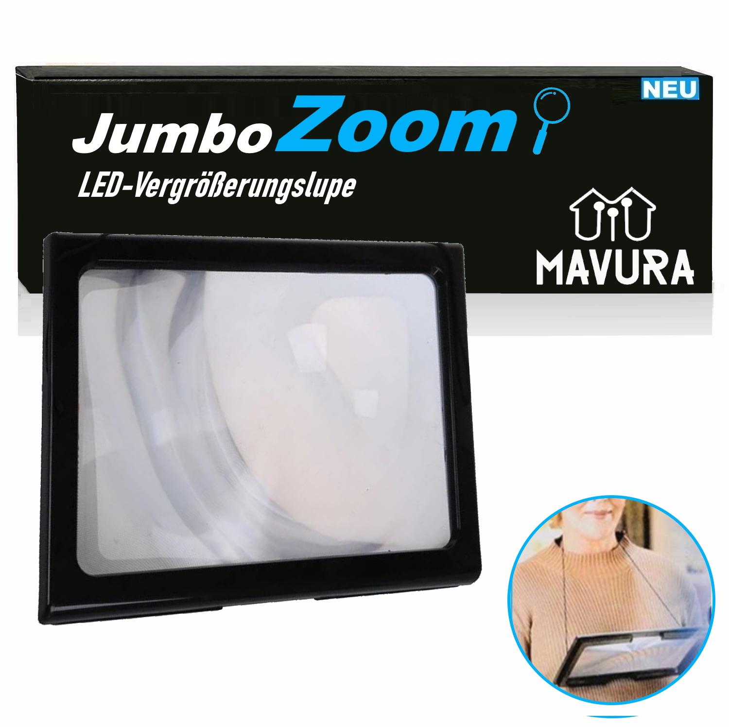 JumboZoom Neck Magnifying Glass XXL Reading Magnifying Glass Stand Magnifying Glass Table Magnifying Glass Light Reading Aid Foldable