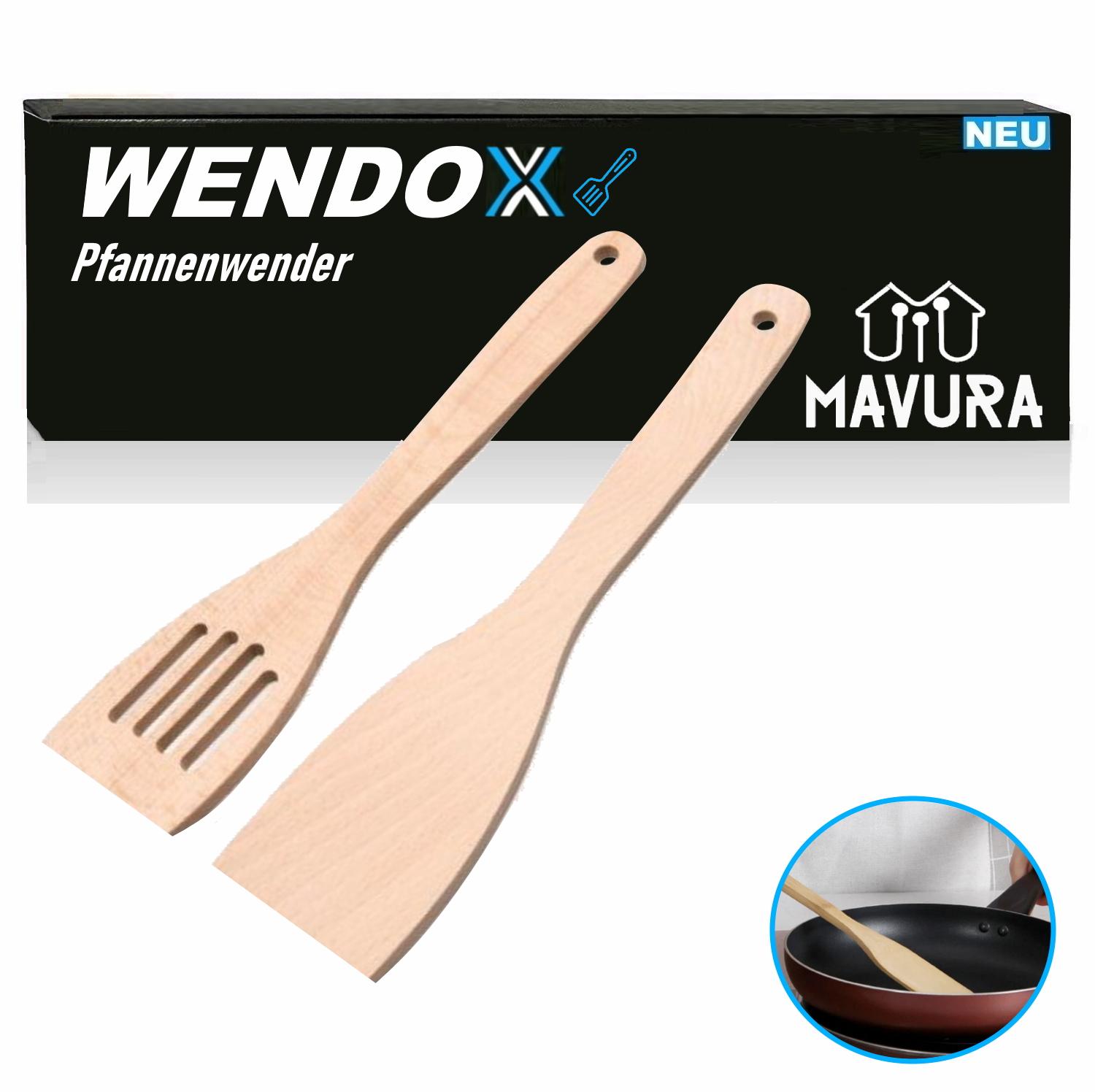 WENDOX Spatula, Wooden Scraper, Set of 2 [with & Without Slot]