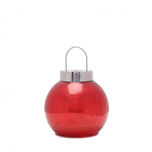 Red Mercury Glass LED Fairy Light Bauble Ornament - 16cm