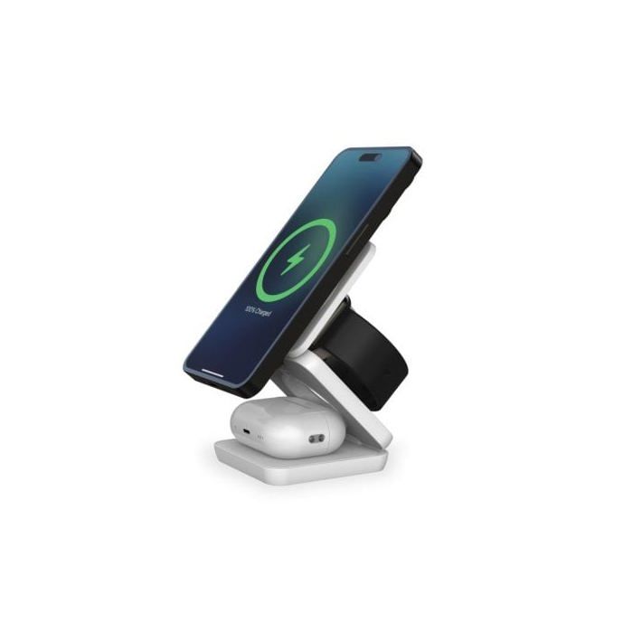 Wireless Charger - KSIX - Cube 3 In 1 - Charge 15W - Compatible Apple Watch and AirPods - White