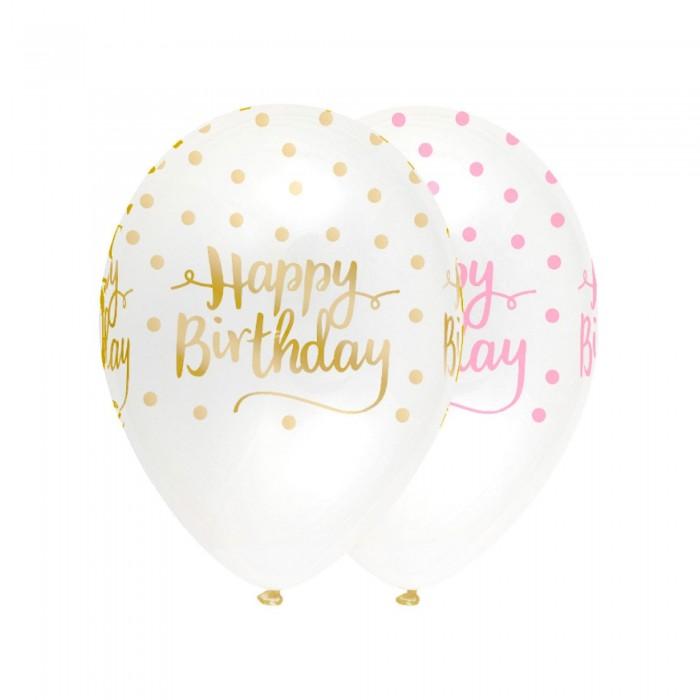 Creative Party Latex Polka Dot Happy Birthday Balloons (Pack of 50)