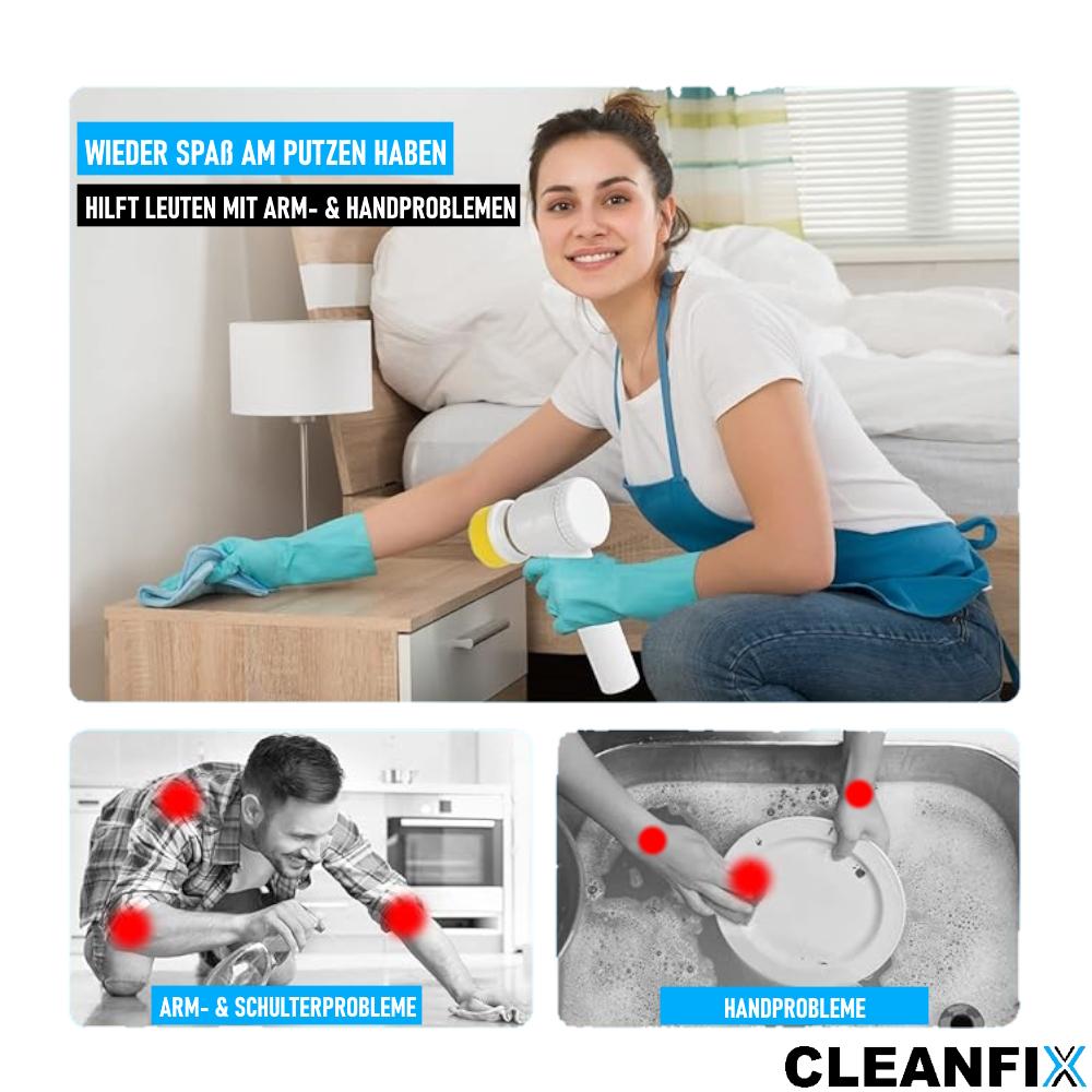 CLEANFIX Electric Cleaning Brush Battery Power Spin Scrubber Cleaning Set