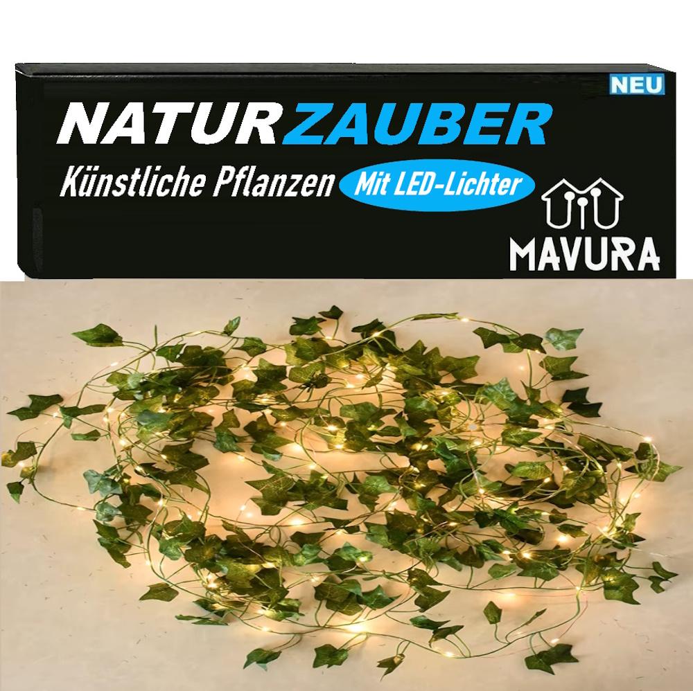 NATURZAUBER LED Fairy Lights 2m Ivy Leaves for Indoor and Outdoor Decoration