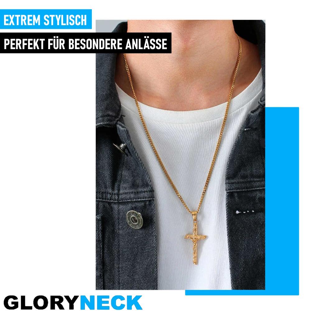 GLORYNECK Jesus Cross Necklace Crucifix Stainless Steel Gold Religious Jewelry Chain