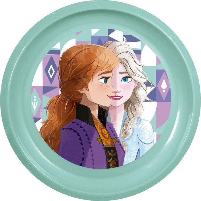 Tataway Disney Frozen Blue Plastic Dinner Plate for Kids, Shatter Resistant and Reusable