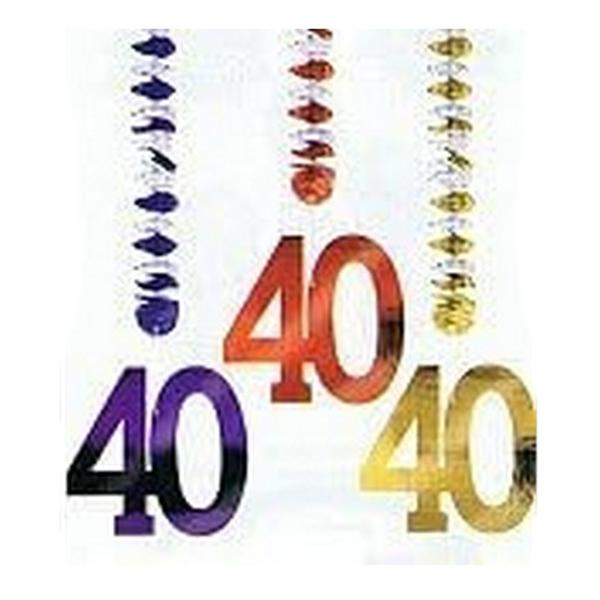 Amscan Foil Cut Out 40th Hanging Decoration (Pack of 3)