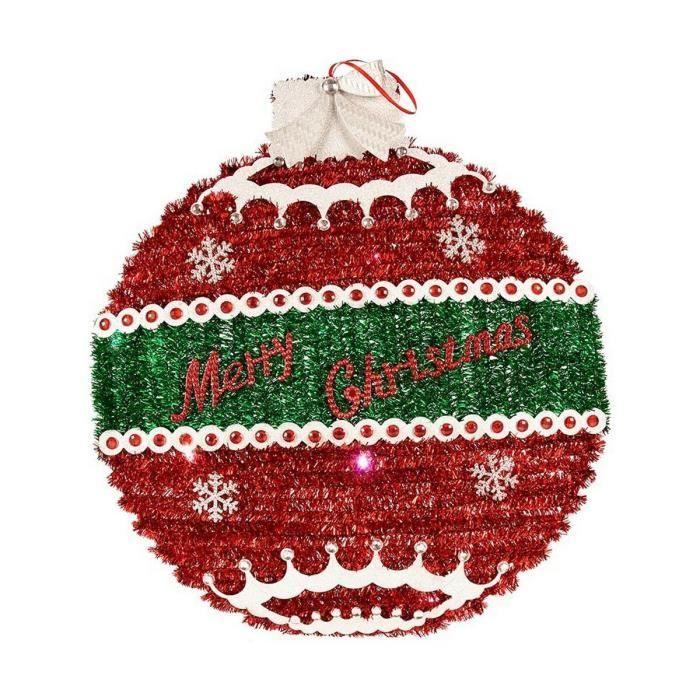 Christmas Bauble - LED Light - 40 X 4 Cm - Red, Silver, White - Polypropylene Plastic