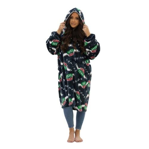 Friends Unisex Adult Logo Fleece Sherpa Lined Oversized Blanket Hoodie