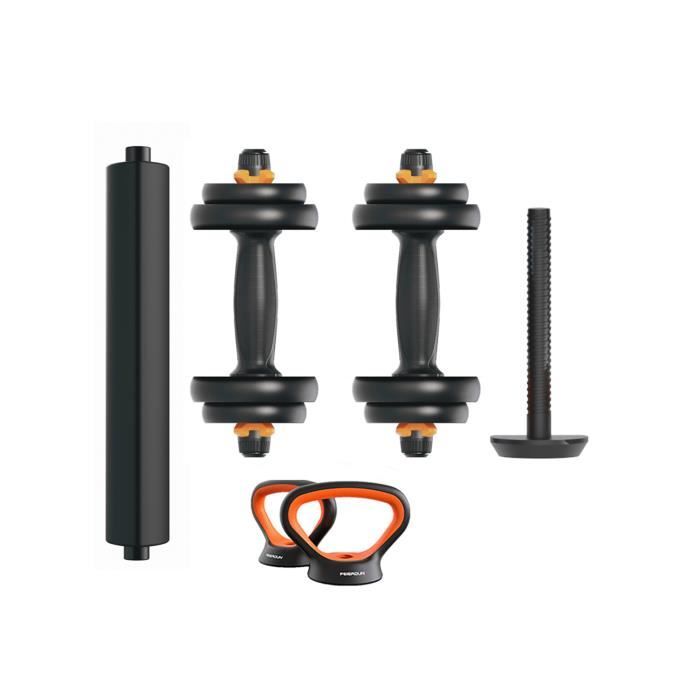 Dumbbell + Kettlebell Kit - Xiaomi - Fed V2 - 10 Kg - Black/Orange - Ergonomic Design