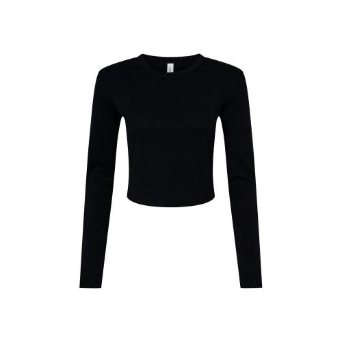 Bella + Canvas Womens/Ladies Plain Micro-Rib Long-Sleeved Crop Top