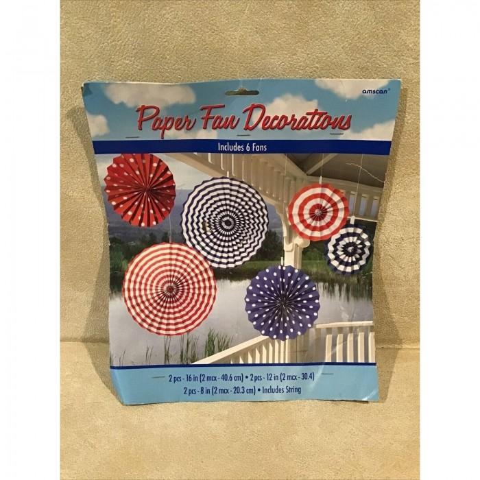 Amscan Paper USA 4th of July Fan Decoration (Pack of 6)