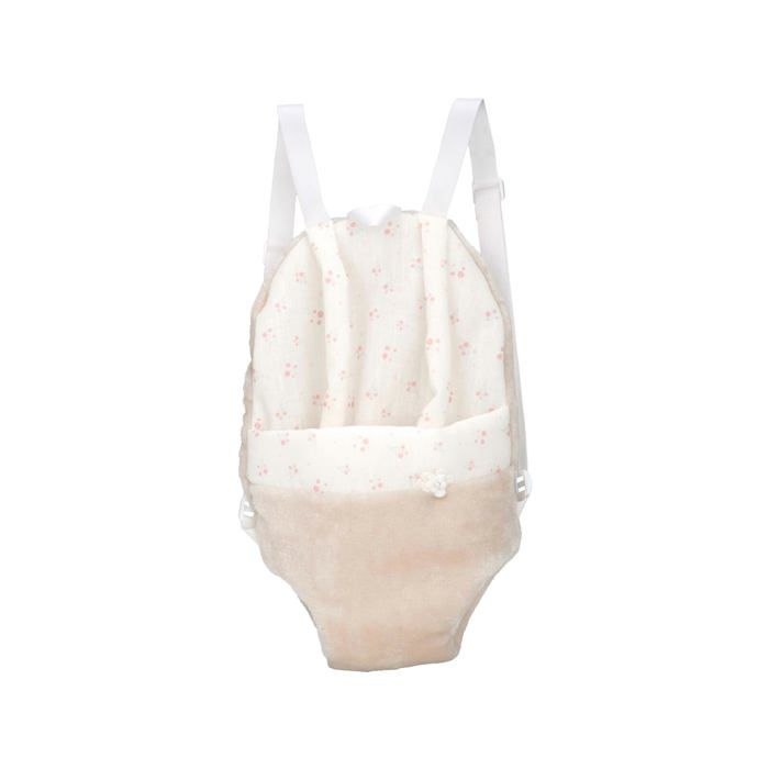 Baby Carrier for Dolls - Arias - Beige with Floral Print - For Dolls from 40 To 45 Cm - Comfortable and Lightweight