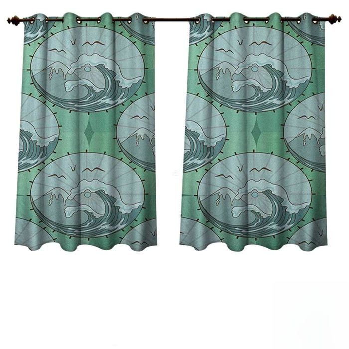 Waterproof Outdoor Curtains - Anshesix - Hand-drawn Watercolor - Green Oak - Sunset - W84 X L72