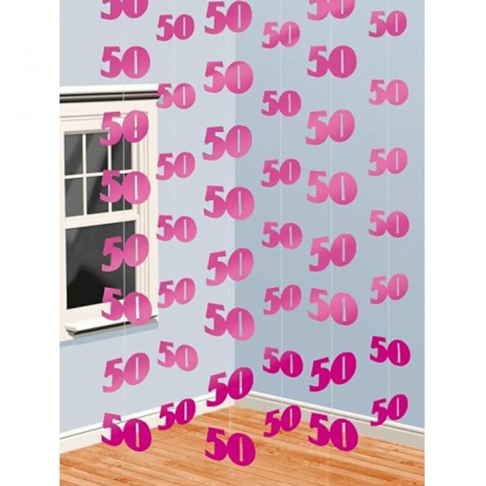 Amscan String Shimmer 50th Hanging Decoration (Pack of 6)