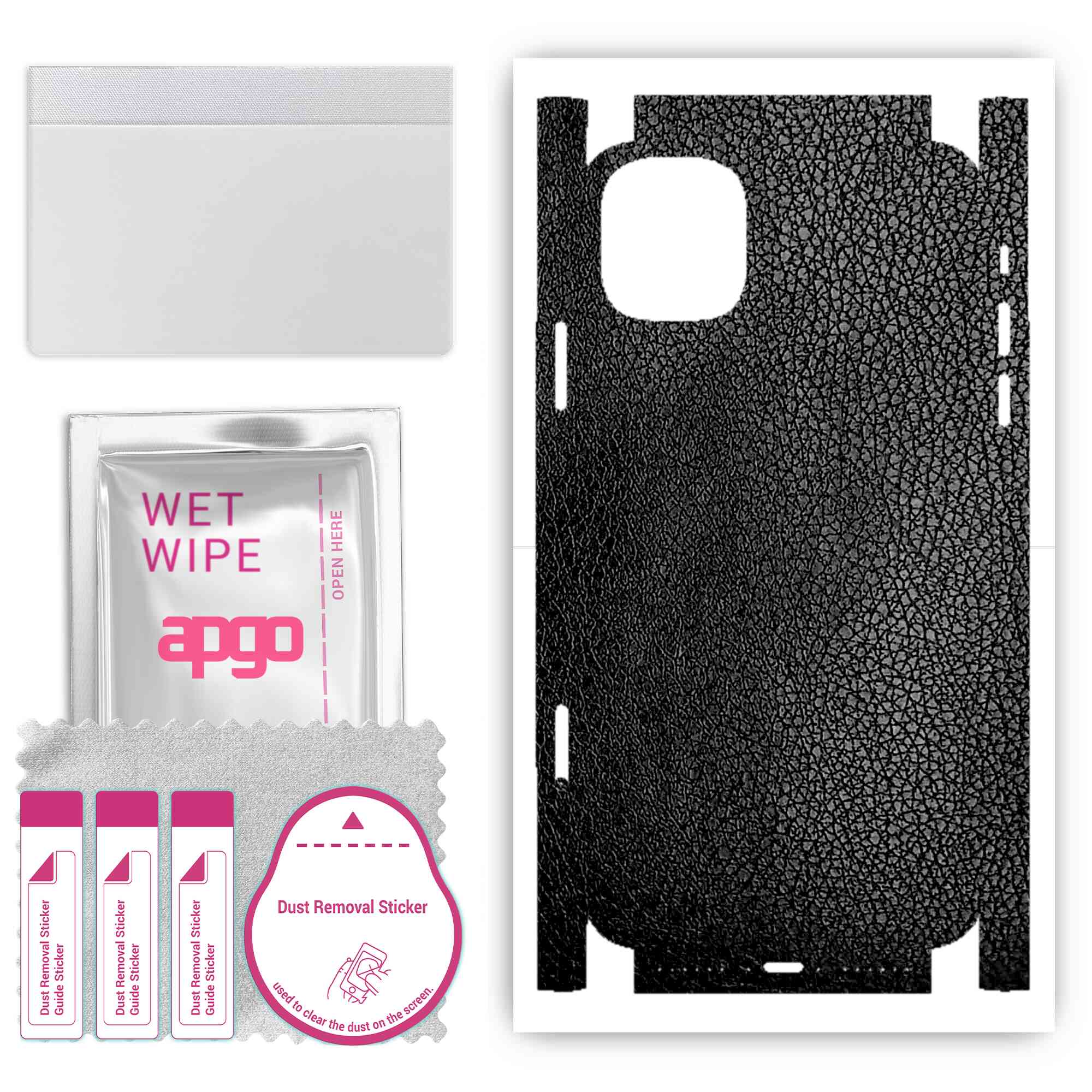 apgo Protective Skin Sticker for the Back+sides Compatible with Apple iPhone 11, Full Wrap Film, Foil, Vinyl - Pattern Black Leather