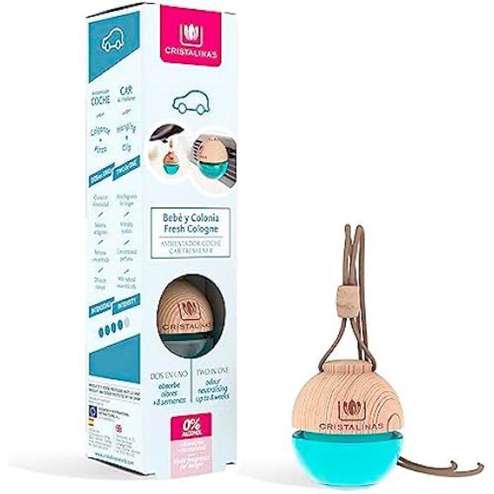 CRISTALINAS Car Air Freshener - Eliminates Bad Odors with a Pleasant BABY COLOGNE Scent. (1 Unit)