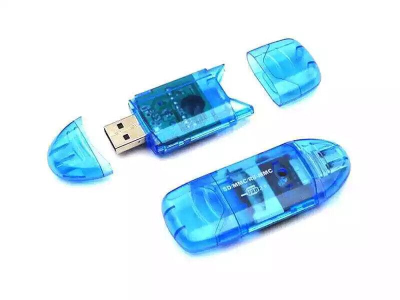 Blue SD SDHC MMC Memory Card Reader