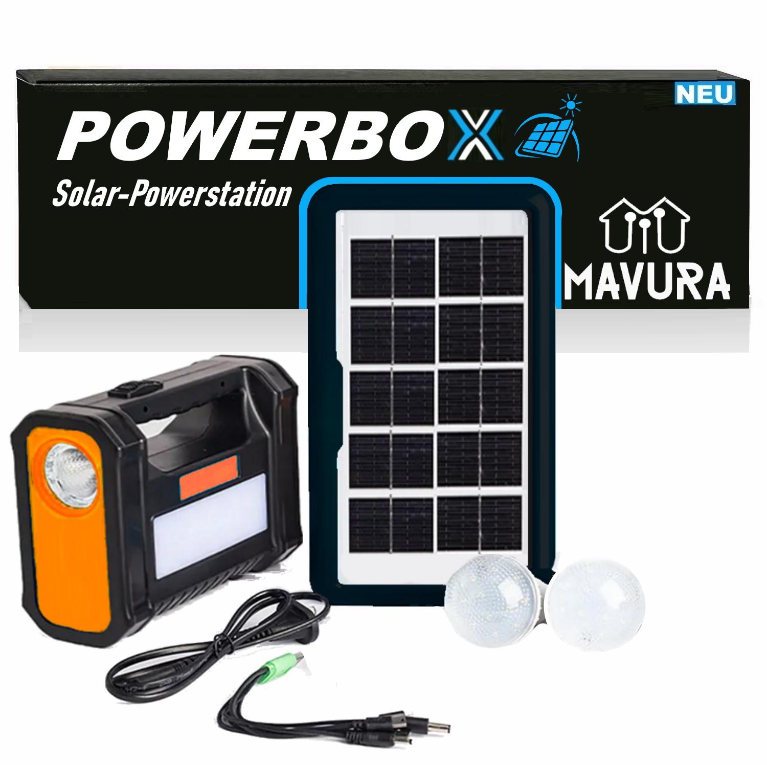 POWERBOX Solar Powerstation Solar Generator Camping Power Bank with LED Lights