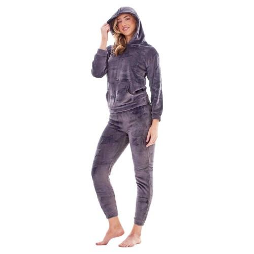 Keanu Womens/Ladies Star Fleece Embossed Long Pyjama Set