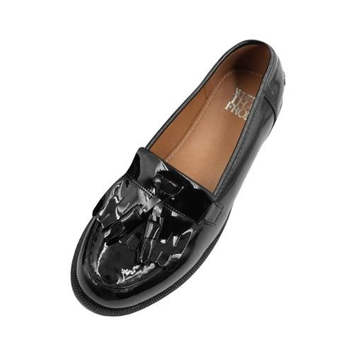 Where's That From Womens/Ladies Imogen Tassel Patent Leather Slip-on Flatform Loafers