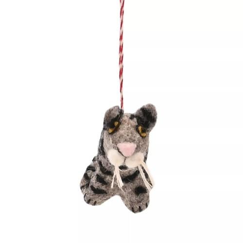 The Seasonal Gift Co. Felt Tabby Cat Christmas Tree Decoration