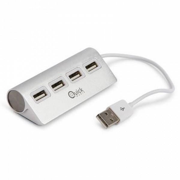 USB Hub 4 Ports Quick Media 222504 Apple HOT SWAPPABLE White Aluminum