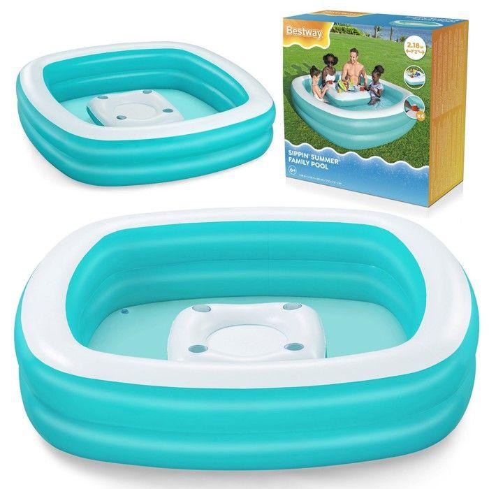 Inflatable Pool - JANSHOP - Sippin' Summer - 218 X 218 X 48 Cm - Floating Game Console - Vinyl