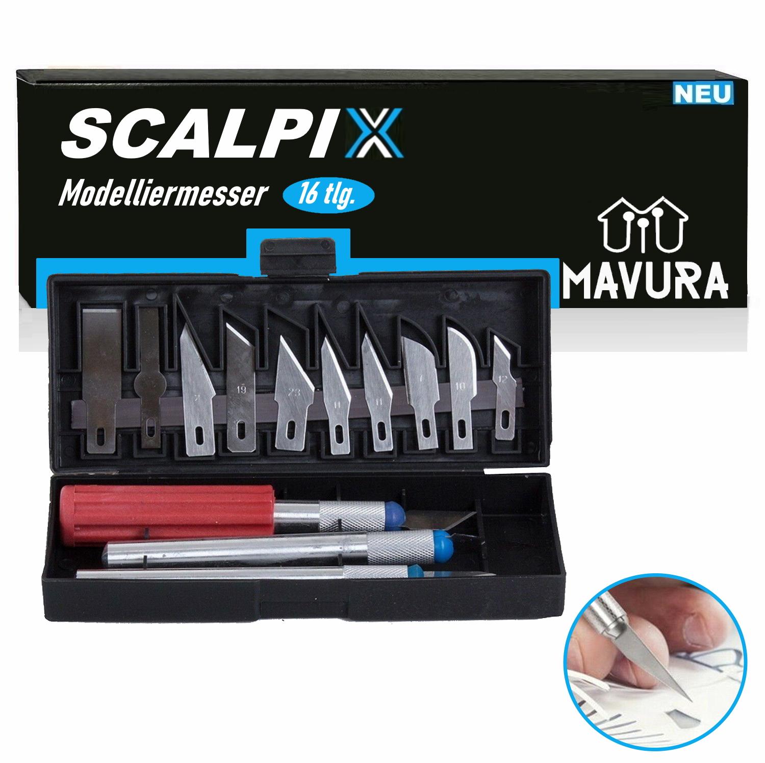 SCALPIX Craft Knife Scalpel Knife Set Precision Knife Carving Knife 16 Pcs.