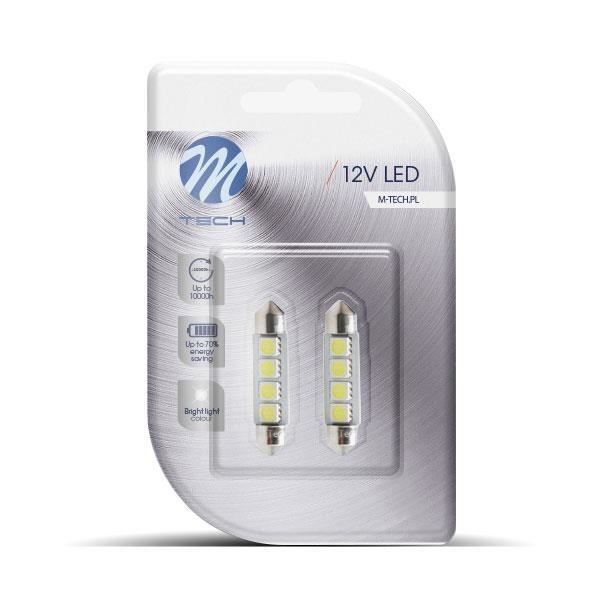 Blister LED Diode C5W 4xSMD5050 41mm CANBUS White 12V 2pcs