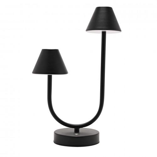Hestia Matte Black USB Touch Double Light Table Lamp