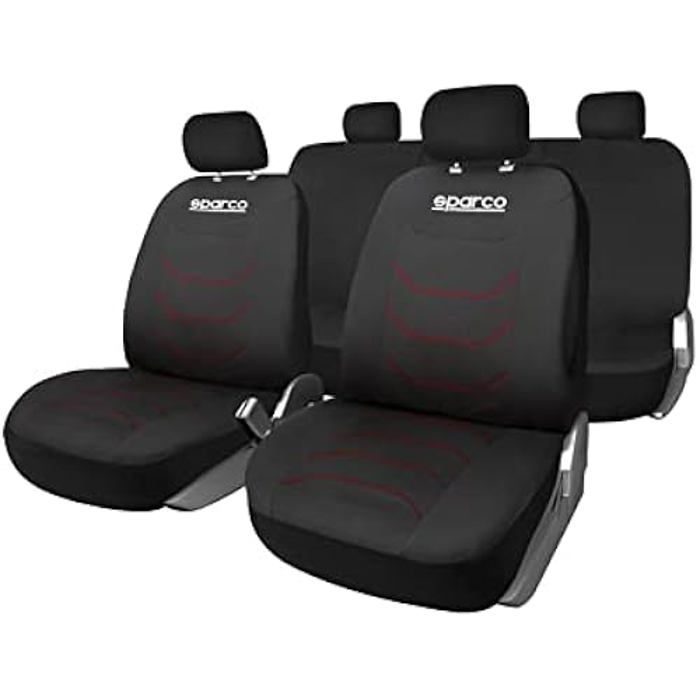Seat Covers - SPARCO - Corsa - Black/Red - Universal - Polyester Comfort